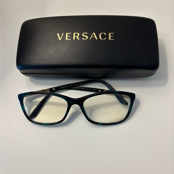 Versace Women’s Green And Black Tortoise Cat Eye Glasses Frames Only - Picture 1 of 6